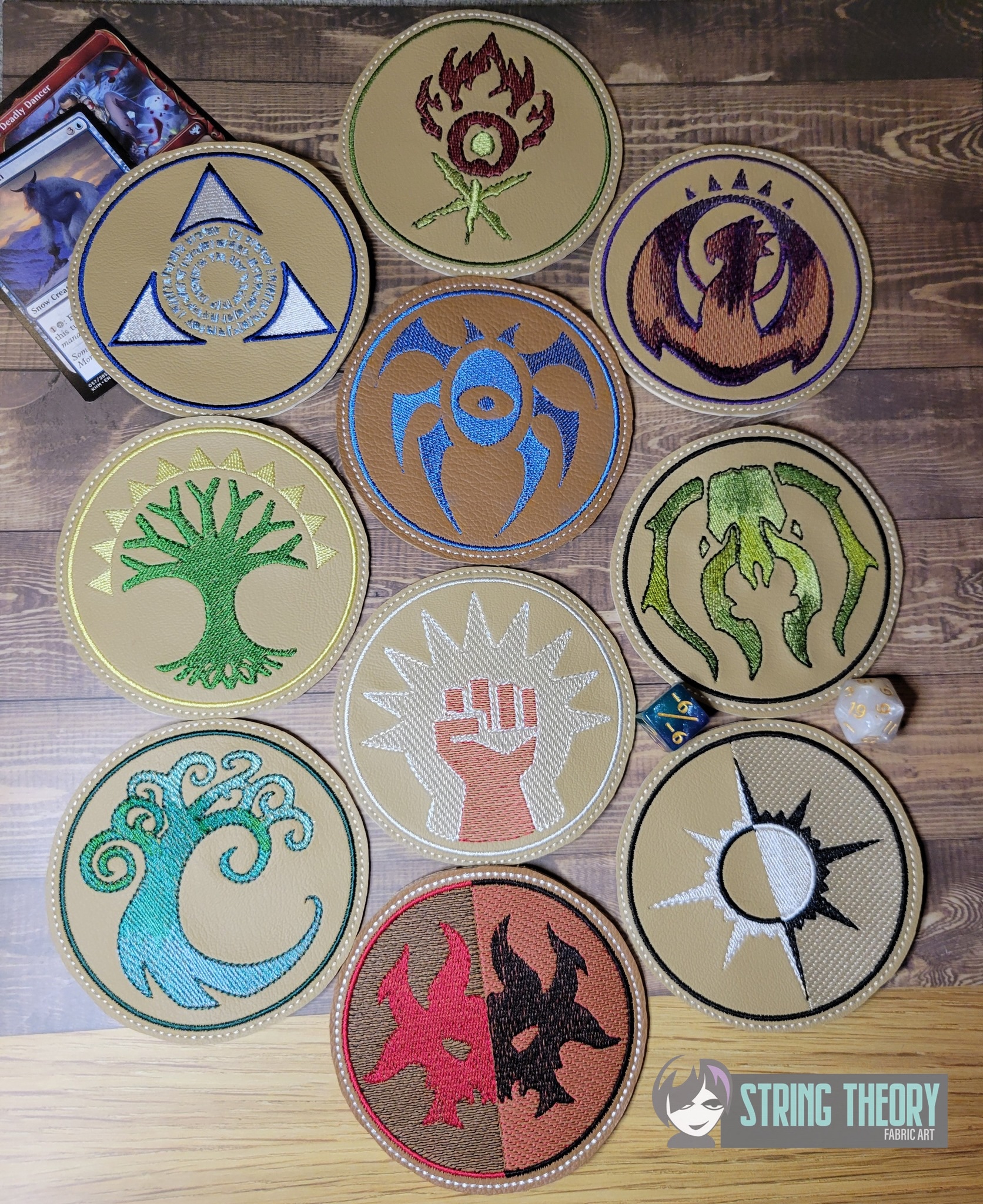Magic the Gathering Guild Set ITH coaster machine embroidery design