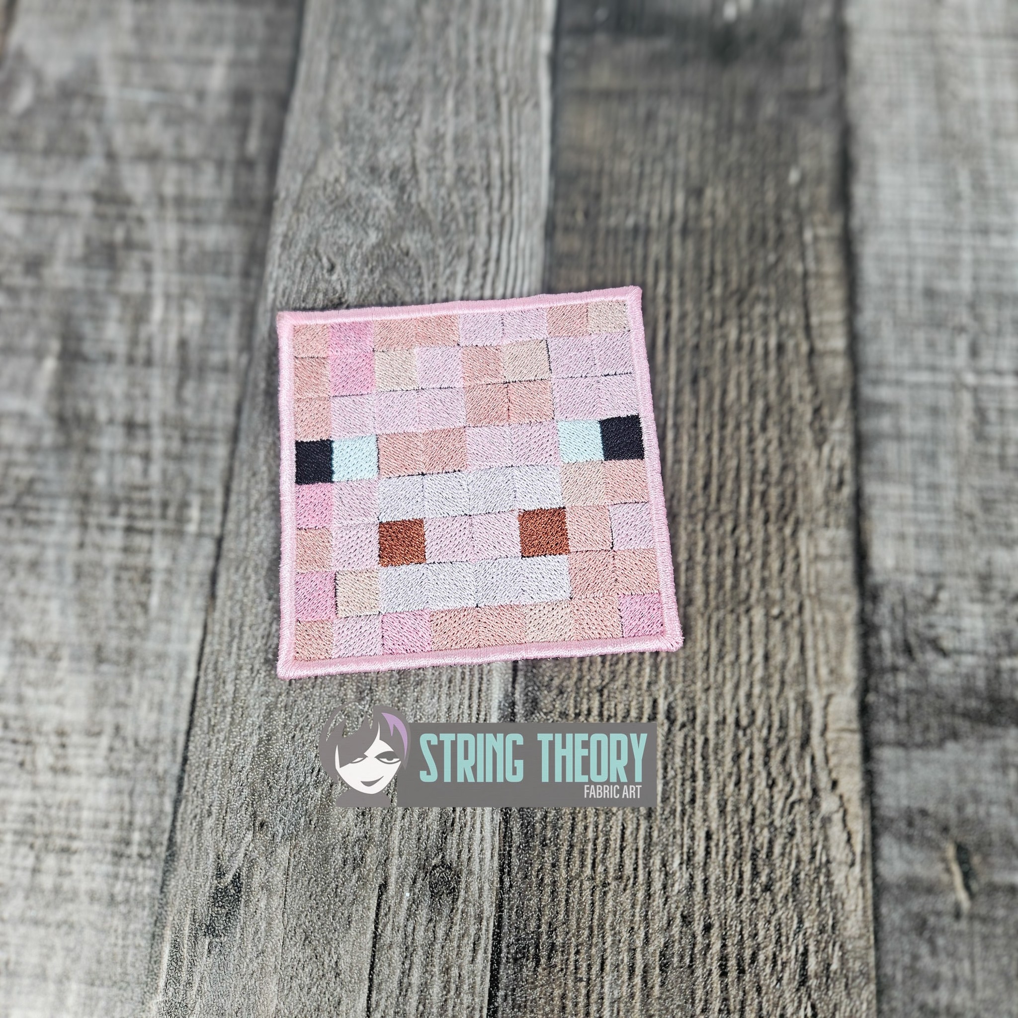 Minecraft Pig ITH patch machine embroidery design