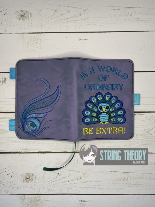 Chibi Peacock – Be Extra High Notebook Cover ITH in the hoop Digital Download for Machine Embroidery Pattern, Design (5×7, 6×10 Hoop) - Image 2