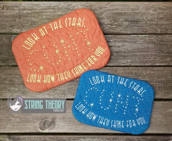 Look at the Stars, See How They Shine for You Mug Rug ITH in the hoop Digital Download for Machine Embroidery Pattern, Design (5x7, 6x10 Hoop) - Image 2