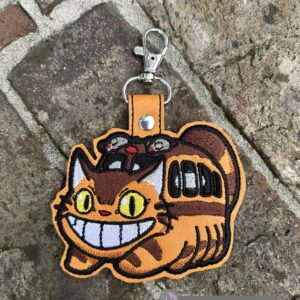 Catbus Spirit Snap Tab Key Fob ITH in the hoop Digital Download for Machine Embroidery Pattern, Design (4×4 Hoop)