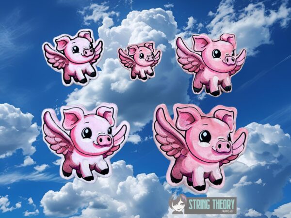 Chibi Flying Pig Stuffie ITH in the hoop Digital Download for Machine Embroidery Pattern, Design (4×4, 5×7, 6×10, 7×11, 8×12 Hoop)
