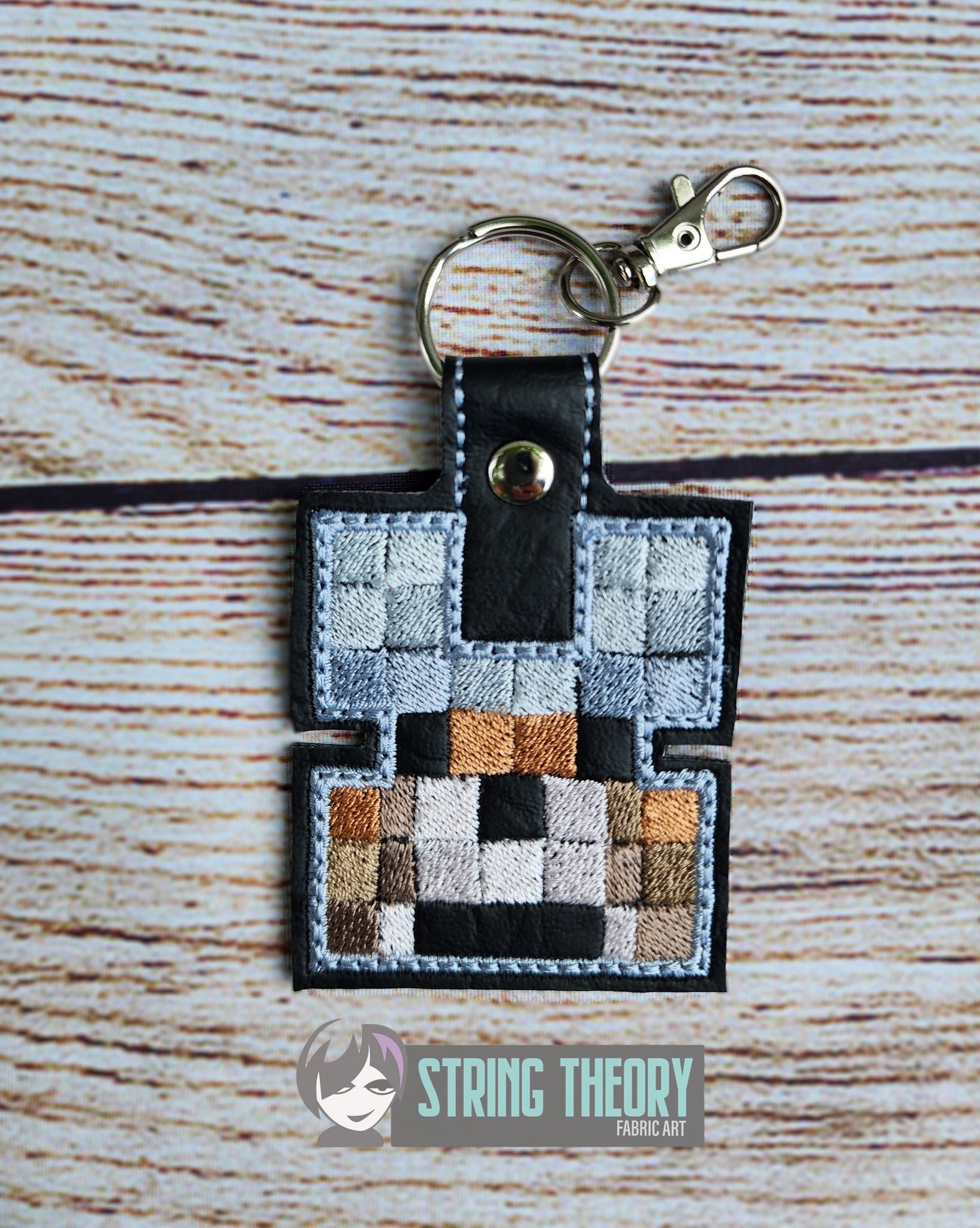 Minecraft Wolf ITH fob machine embroidery design