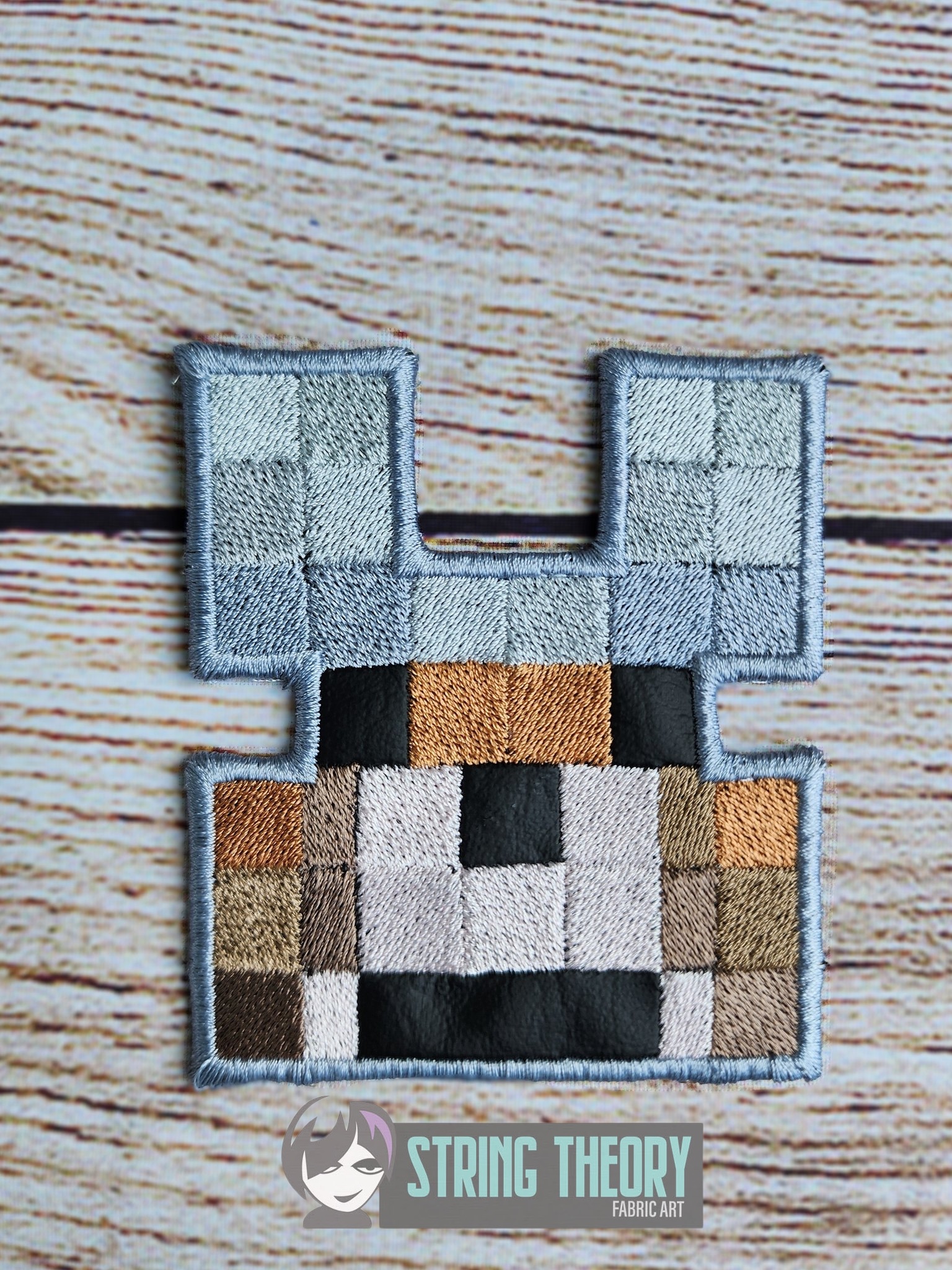 Minecraft Wolf ITH patch machine embroidery design