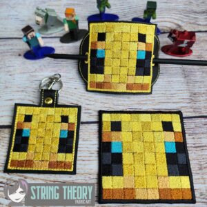 Minecraft Bee ITH Bun Cover fob patch machine embroidery design