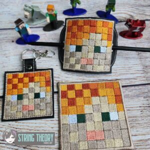 Minecraft Alex ITH bun cover fob patch machine embroidery design