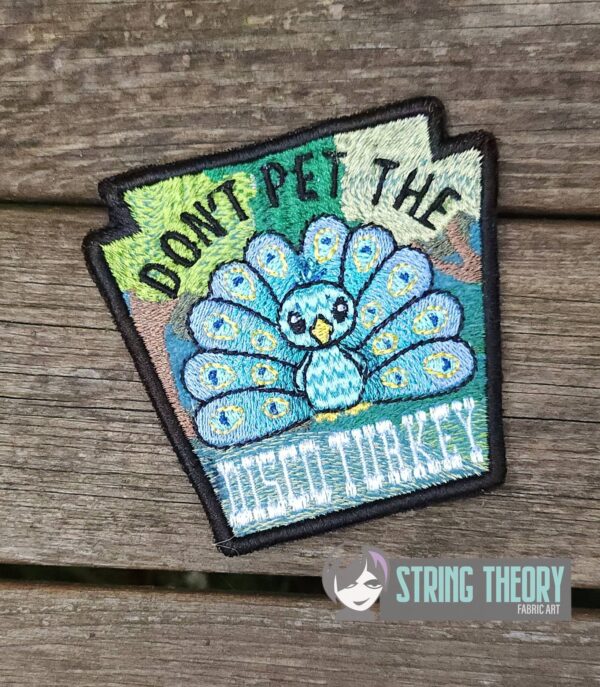 Don't Pet the Disco Turkey fob, patch ITH in the hoop Digital Download for Machine Embroidery Pattern, Design (4×4 Hoop) - Image 3