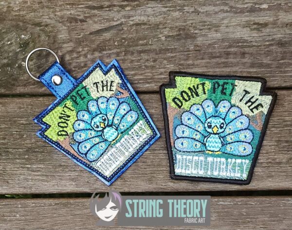Don't Pet the Disco Turkey fob, patch ITH in the hoop Digital Download for Machine Embroidery Pattern, Design (4×4 Hoop)