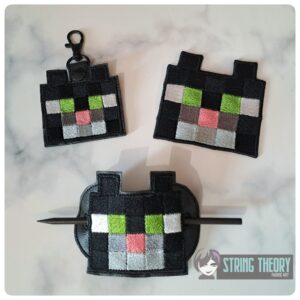 Minecraft Cat ITH Bun Cover fob patch machine embroidery design