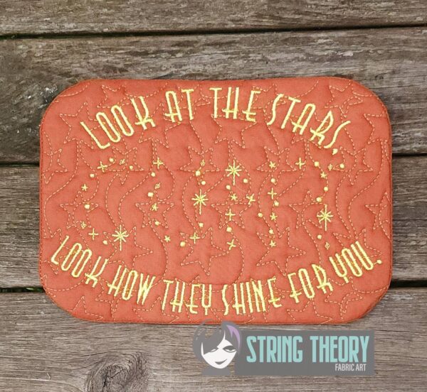 Look at the Stars, See How They Shine for You Mug Rug ITH in the hoop Digital Download for Machine Embroidery Pattern, Design (5x7, 6x10 Hoop) - Image 3