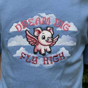 Chibi Flying Pig – Dream Big, Fly High Digital Download for Machine Embroidery Pattern, Design (5×7, 6×10 Hoop)