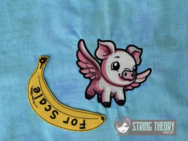 Chibi Flying Pig Digital Download for Machine Embroidery Pattern, Design (4×4, 5x7 Hoop) - Image 3