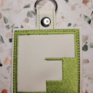 Block Brutalist F Fob ITH in the hoop fob Digital Download for Machine Embroidery Pattern, Design (4×4 Hoop)