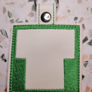 Block Brutalist T Fob ITH in the hoop fob Digital Download for Machine Embroidery Pattern, Design (4×4 Hoop)