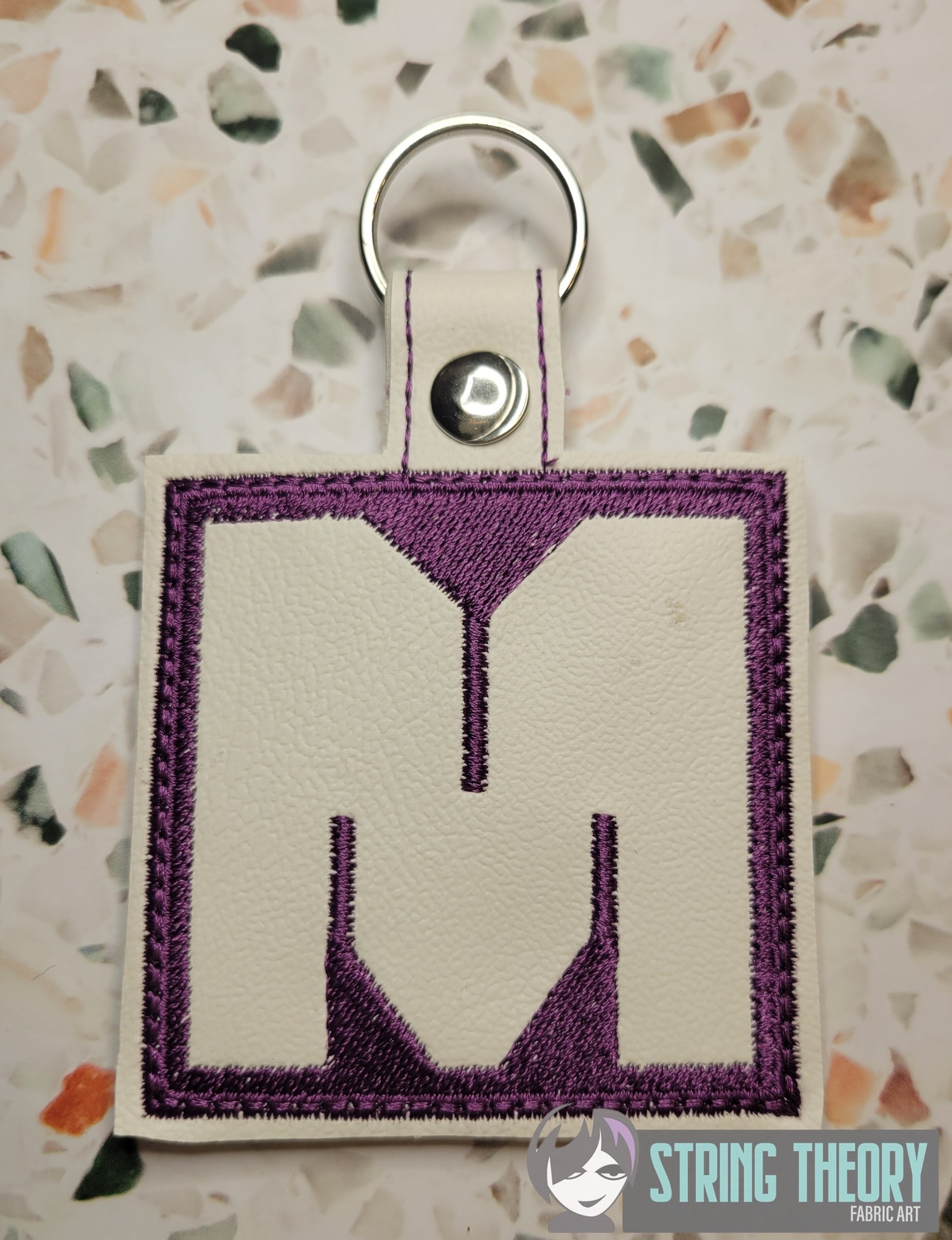 Black Brutalist M ITH fob machine embroidery design