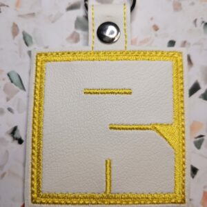 Block Brutalist R Fob ITH in the hoop fob Digital Download for Machine Embroidery Pattern, Design (4×4 Hoop)