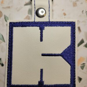 Block Brutalist K Fob ITH in the hoop fob Digital Download for Machine Embroidery Pattern, Design (4×4 Hoop)