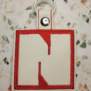 Block Brutalist N Fob ITH in the hoop fob Digital Download for Machine Embroidery Pattern, Design (4×4 Hoop)
