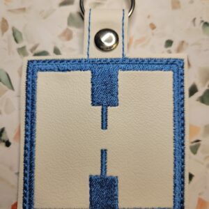 Block Brutalist H Fob ITH in the hoop fob Digital Download for Machine Embroidery Pattern, Design (4×4 Hoop)