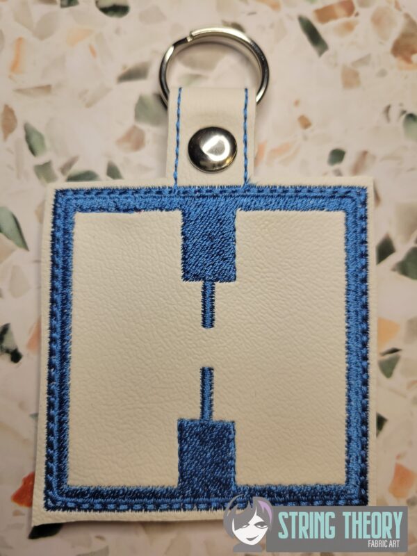 Block Brutalist H Fob ITH in the hoop fob Digital Download for Machine Embroidery Pattern, Design (4×4 Hoop)