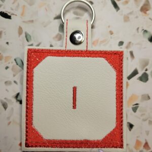Block Brutalist O Fob ITH in the hoop fob Digital Download for Machine Embroidery Pattern, Design (4×4 Hoop)