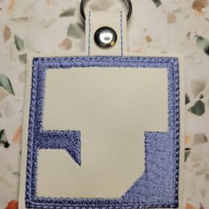 Block Brutalist J Fob ITH in the hoop fob Digital Download for Machine Embroidery Pattern, Design (4×4 Hoop)