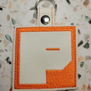 Block Brutalist P Fob ITH in the hoop fob Digital Download for Machine Embroidery Pattern, Design (4×4 Hoop)