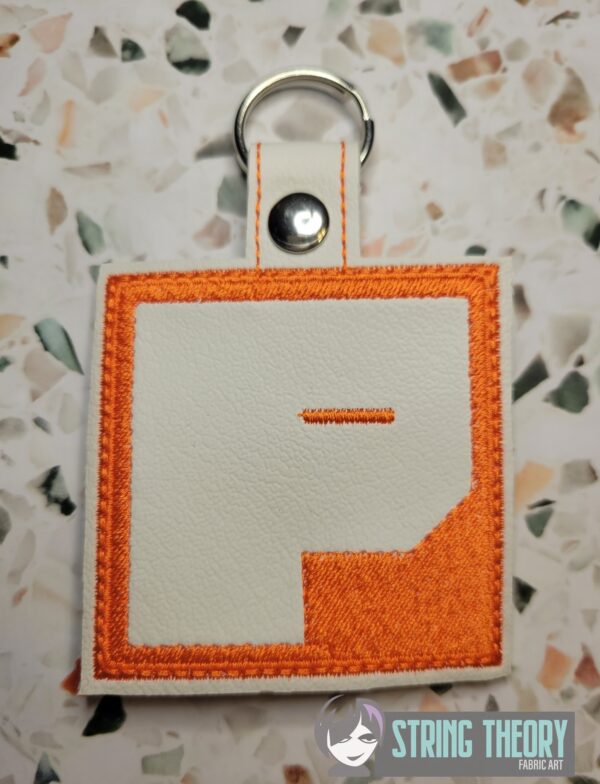 Block Brutalist P Fob ITH in the hoop fob Digital Download for Machine Embroidery Pattern, Design (4×4 Hoop)