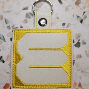 Block Brutalist E Fob ITH in the hoop fob Digital Download for Machine Embroidery Pattern, Design (4×4 Hoop)