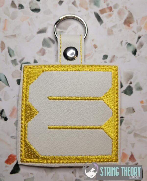 Block Brutalist E Fob ITH in the hoop fob Digital Download for Machine Embroidery Pattern, Design (4×4 Hoop)