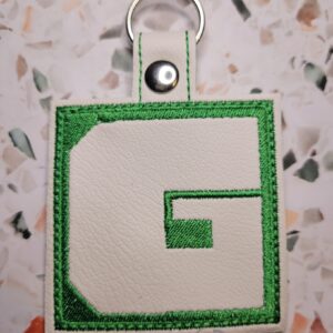 Block Brutalist G Fob ITH in the hoop fob Digital Download for Machine Embroidery Pattern, Design (4×4 Hoop)