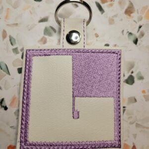 Block Brutalist L Fob ITH in the hoop fob Digital Download for Machine Embroidery Pattern, Design (4×4 Hoop)