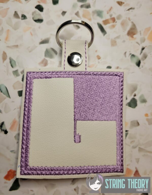 Block Brutalist L Fob ITH in the hoop fob Digital Download for Machine Embroidery Pattern, Design (4×4 Hoop)