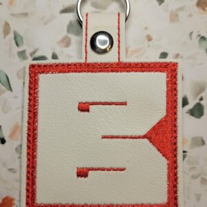 Block Brutalist B Fob ITH in the hoop fob Digital Download for Machine Embroidery Pattern, Design (4×4 Hoop)