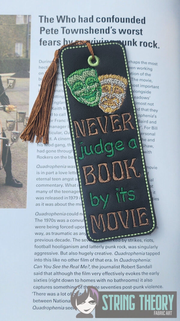 Never Judge a Book by its Movie Bookmark ITH in the hoop Digital Download for Machine Embroidery Pattern, Design ( 4x4, 2ITH 5x7 Hoop) - Image 3