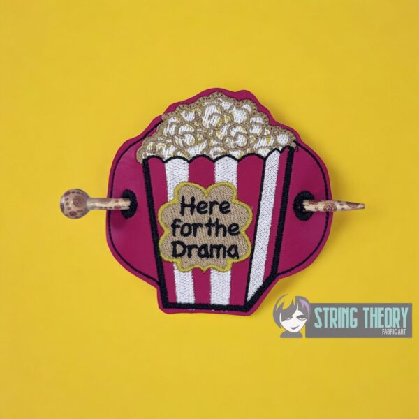 Here for the Drama Popcorn fob, patch, bun cover ITH in the hoop Digital Download for Machine Embroidery Pattern, Design (4×4 Hoop) - Image 5