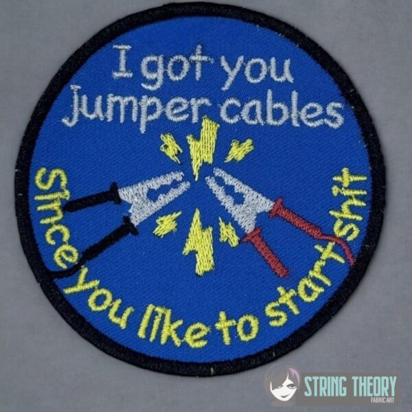 I Got You Jumper Cables Since You Like to Start fob, patch, bun cover ITH in the hoop Digital Download for Machine Embroidery Pattern, Design (4x4 Hoop) - Image 2