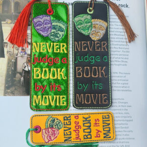 Never Judge a Book by its Movie Bookmark ITH in the hoop Digital Download for Machine Embroidery Pattern, Design ( 4x4, 2ITH 5x7 Hoop)