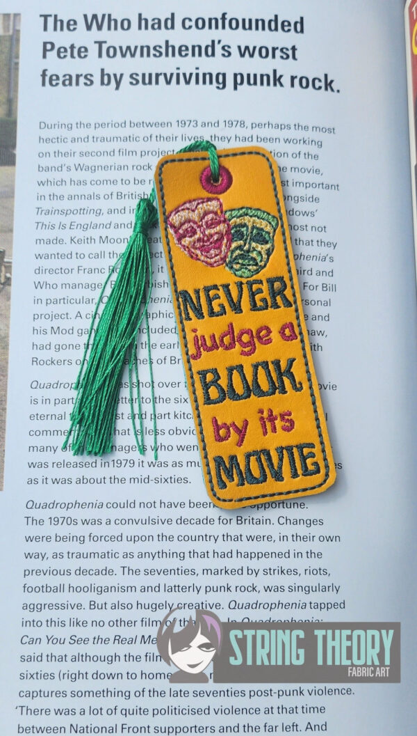 Never Judge a Book by its Movie Bookmark ITH in the hoop Digital Download for Machine Embroidery Pattern, Design ( 4x4, 2ITH 5x7 Hoop) - Image 4