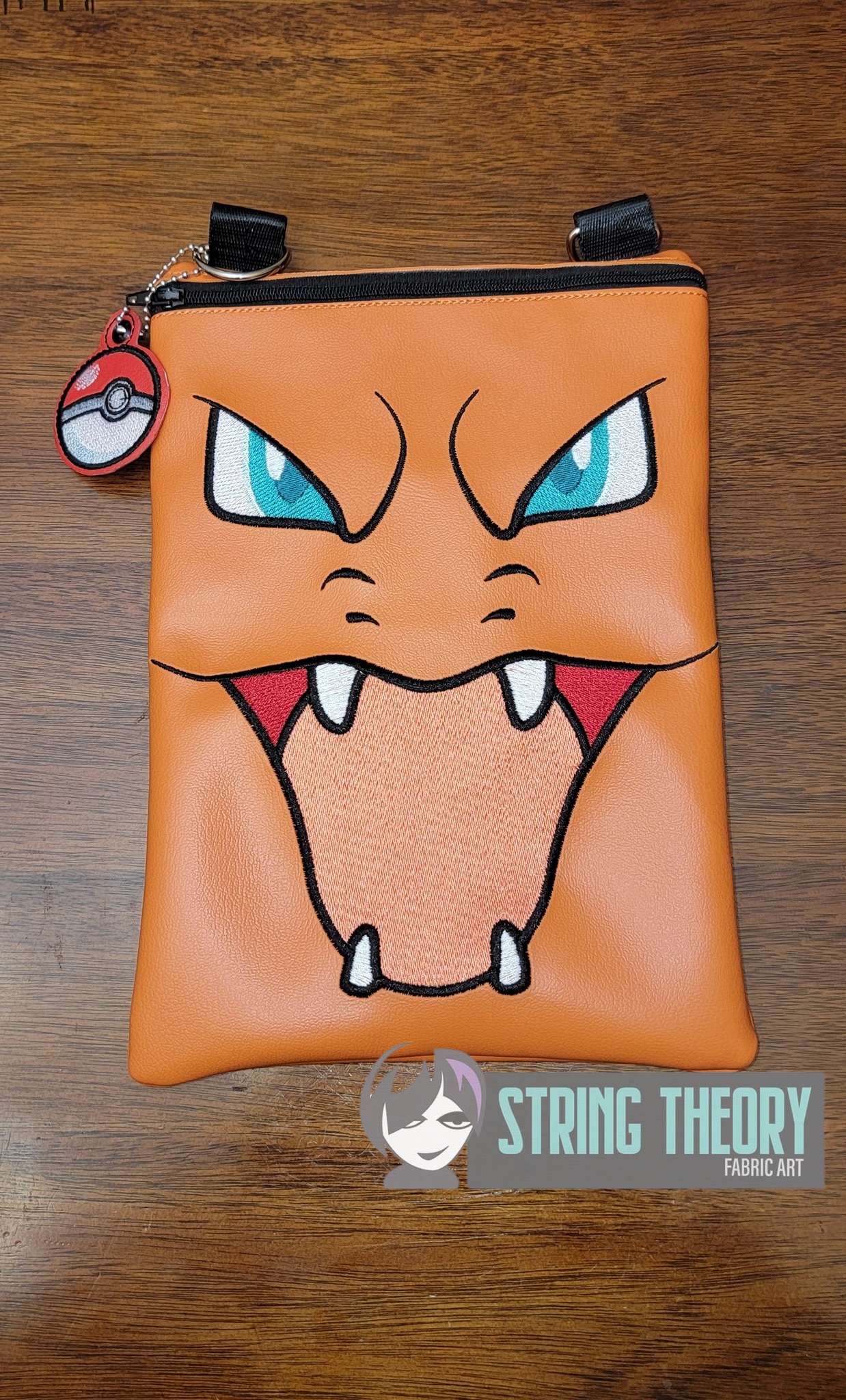 Pokemon Charizard Face ITH Zip Bag machine embroidery design