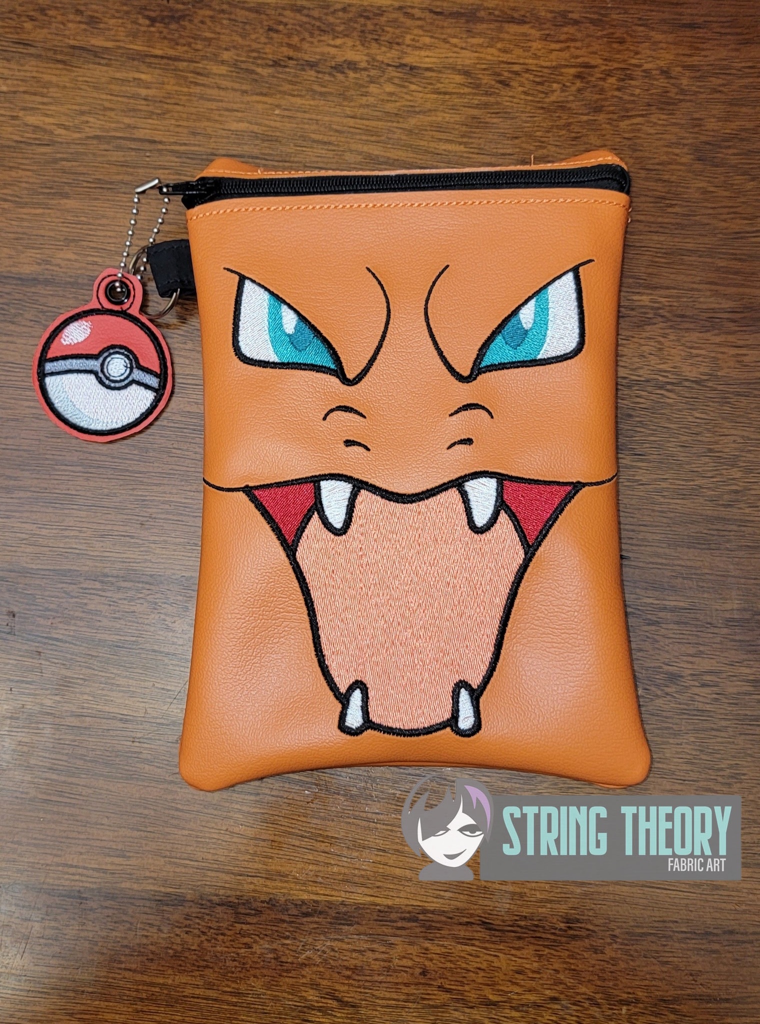 Pokemon Charizard Face ITH Zip Bag machine embroidery design