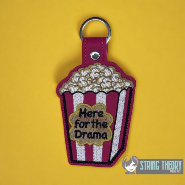 Here for the Drama Popcorn fob, patch, bun cover ITH in the hoop Digital Download for Machine Embroidery Pattern, Design (4×4 Hoop) - Image 6