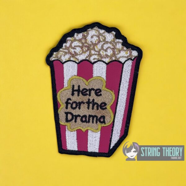 Here for the Drama Popcorn fob, patch, bun cover ITH in the hoop Digital Download for Machine Embroidery Pattern, Design (4×4 Hoop) - Image 7