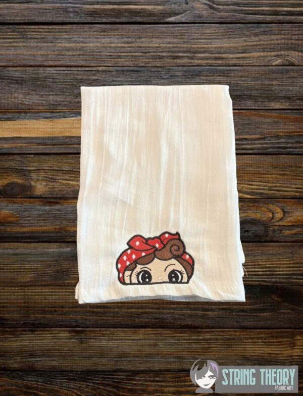 Chibi Rosie the Riveter Peeker Digital Download for Machine Embroidery Pattern, Design (4×4, 5×7, 6×10 Hoop) - Image 2