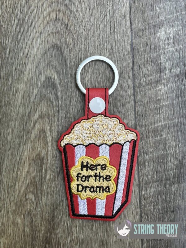 Here for the Drama Popcorn fob, patch, bun cover ITH in the hoop Digital Download for Machine Embroidery Pattern, Design (4×4 Hoop) - Image 8