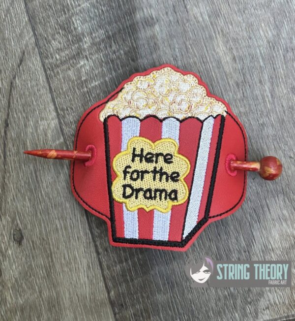 Here for the Drama Popcorn fob, patch, bun cover ITH in the hoop Digital Download for Machine Embroidery Pattern, Design (4×4 Hoop) - Image 9