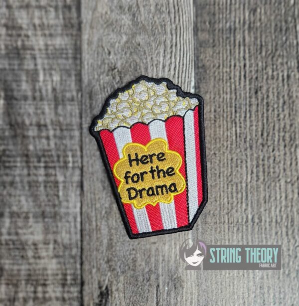 Here for the Drama Popcorn fob, patch, bun cover ITH in the hoop Digital Download for Machine Embroidery Pattern, Design (4×4 Hoop) - Image 10