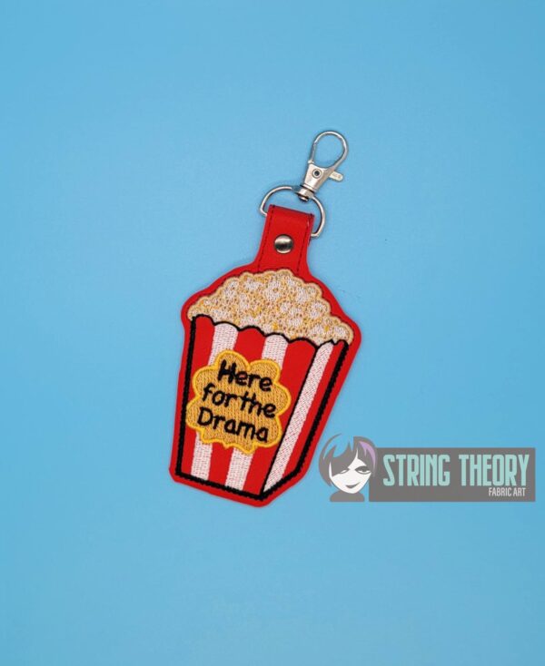 Here for the Drama Popcorn fob, patch, bun cover ITH in the hoop Digital Download for Machine Embroidery Pattern, Design (4×4 Hoop) - Image 14