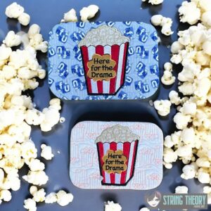 Here for the Drama Popcorn Mug Rug ITH in the hoop Digital Download for Machine Embroidery Pattern, Design (5×7, 6×10 Hoop)