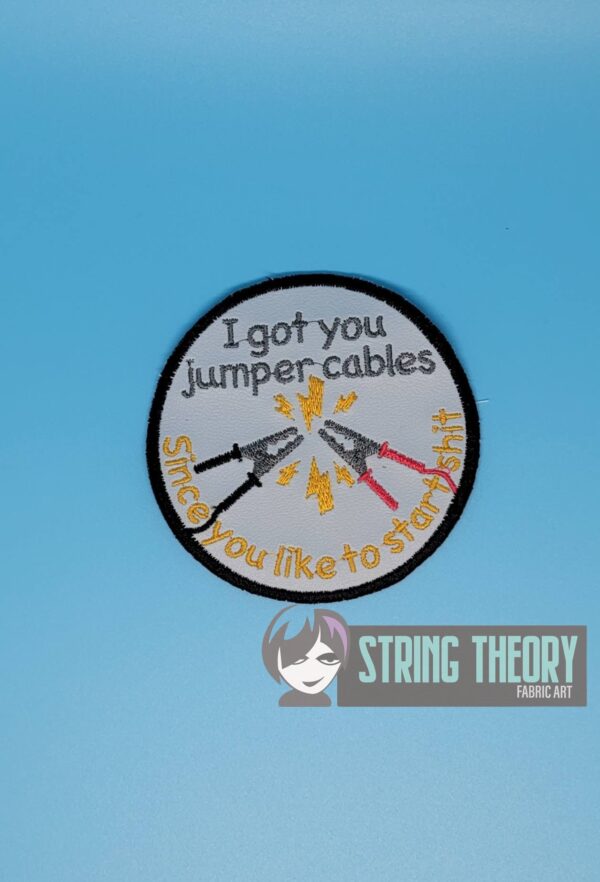 I Got You Jumper Cables Since You Like to Start fob, patch, bun cover ITH in the hoop Digital Download for Machine Embroidery Pattern, Design (4x4 Hoop) - Image 8